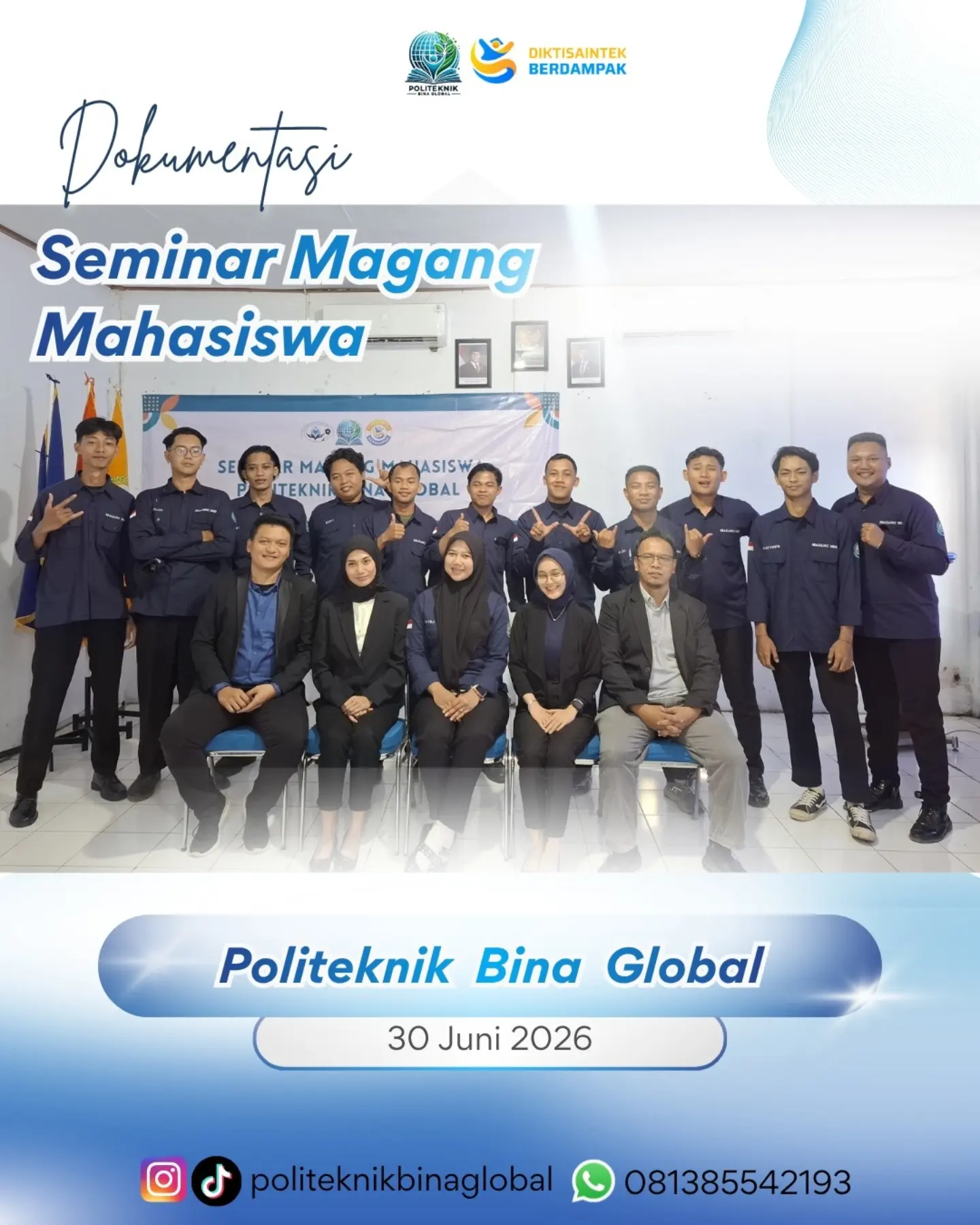 Dokumentasi seminar magang mahasiswa Politeknik Bina Global